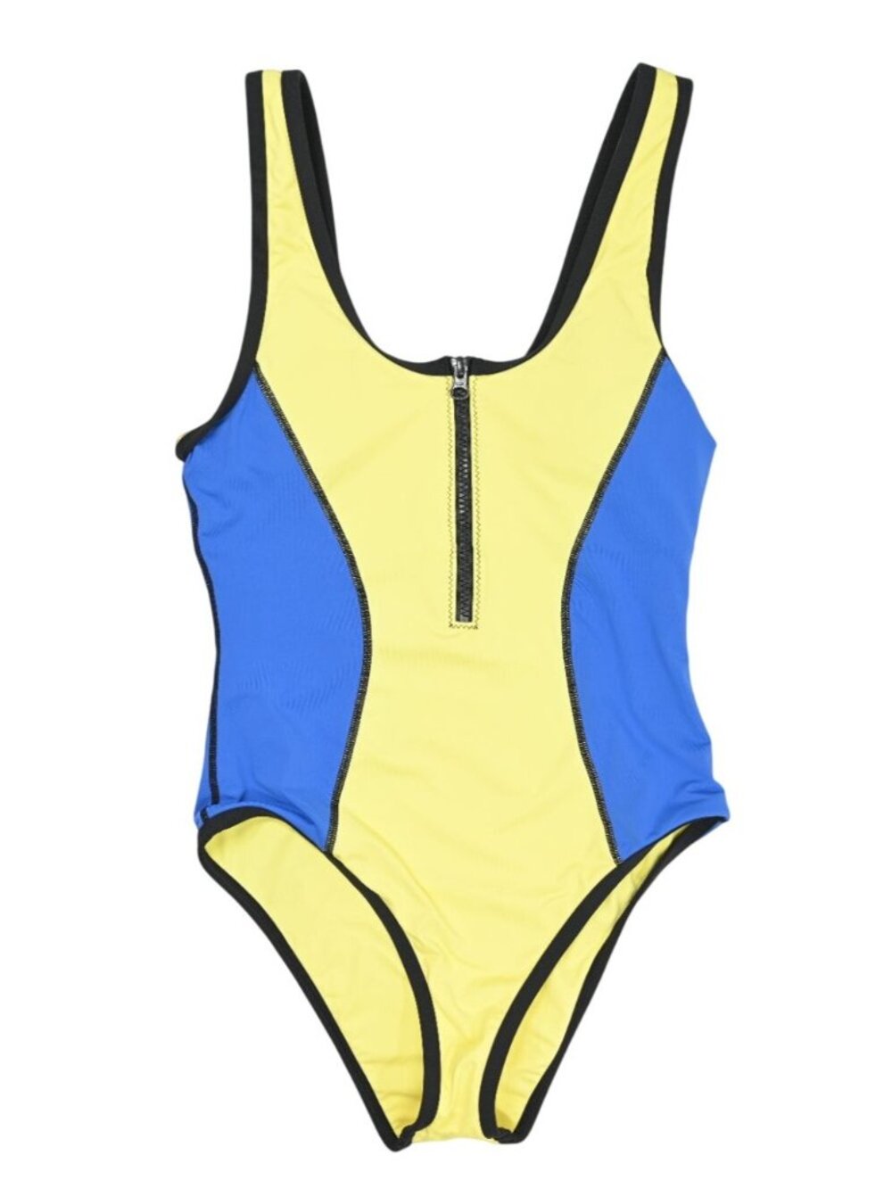 It's Now Cool The Zip Up One Piece Swimsuit in Yellow Blue